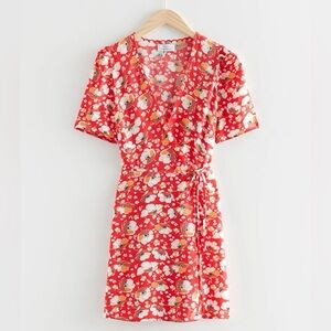 & Other Stories Red Floral wrap mini dress Size 8 Pristine condition.